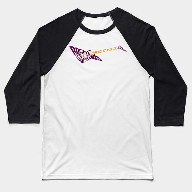 electric guitar lettering Baseball T-Shirt by Mako Design 